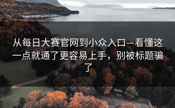 从每日大赛官网到小众入口—看懂这一点就通了更容易上手,别被标题骗了